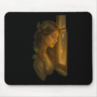 Holly Blätter glänzen Weihnachtsdesign für Frauen Mousepad