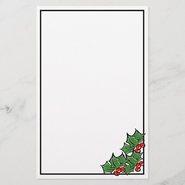 Holly-Blätter, Holly-Beeren, lustige botanische Fe Briefpapier (Vorderseite)