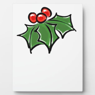 Holly-Blätter, Holly-Beeren, lustige botanische Fe Fotoplatte