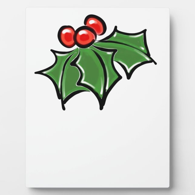 Holly-Blätter, Holly-Beeren, lustige botanische Fe Fotoplatte (Vorderseite)