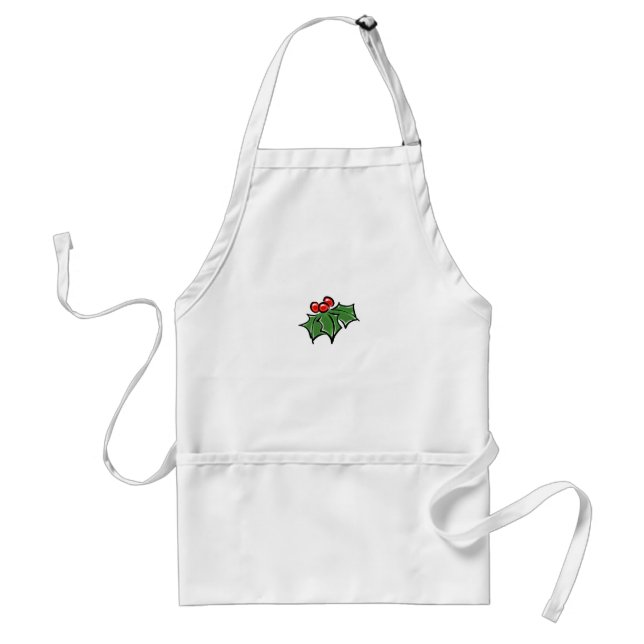 Holly-Blätter, Holly-Beeren, lustige botanische Fe Schürze (Vorne)