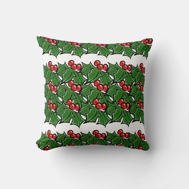 Holly-Blätter, Holly-Beeren, lustige Urlaubsmuster Kissen (Vorderseite)