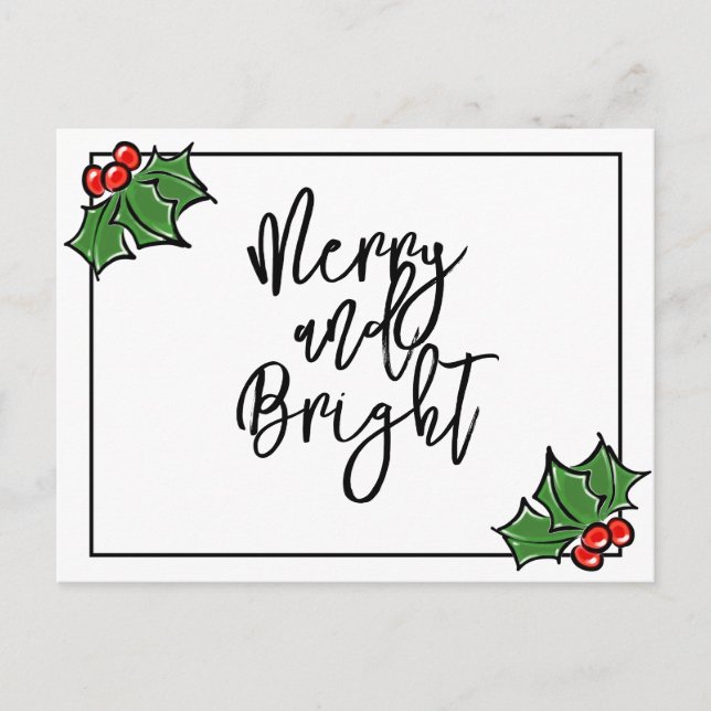 Holly-Blätter, Holly-Beeren, lustige Urlaubsmuster Postkarte (Vorderseite)