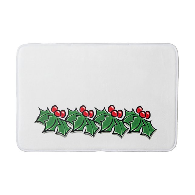 Holly-Blätter, Holly-Beeren, Weihnachtskranz Badematte (Vorderseite)