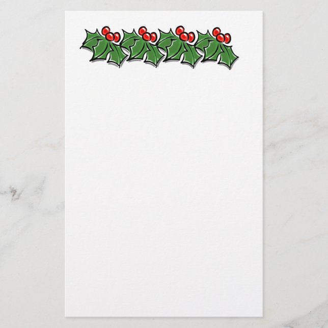Holly-Blätter, Holly-Beeren, Weihnachtskranz Briefpapier (Vorderseite)