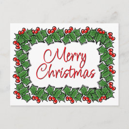 Holly-Blätter, Holly-Beeren, Weihnachtskranz Postkarte