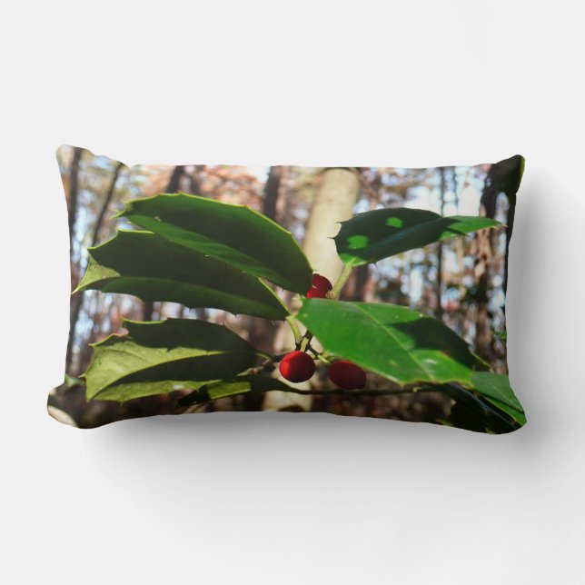 Holly Blätter I Holiday Botanical Lendenkissen (Vorderseite)