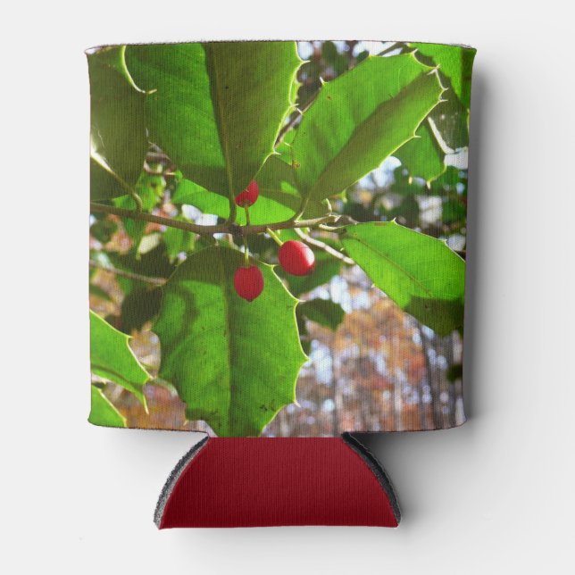 Holly Blätter II Holiday Nature Botanical Dosenkühler (Vorderseite)