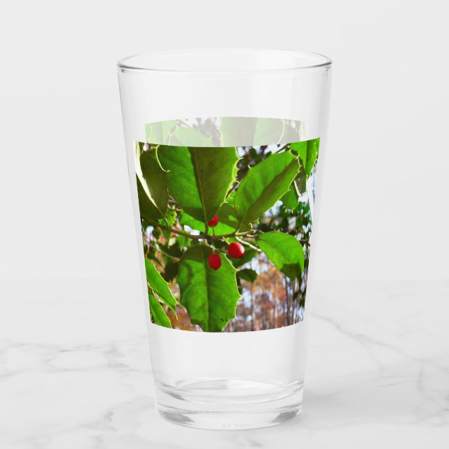 Holly Blätter II Holiday Nature Botanical Glas (Vorderseite)