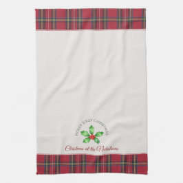 Holly Blätter Red Berries Persönlicher Name Weihna Geschirrtuch