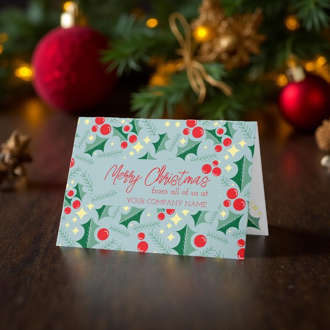 Holly Blätter Red Berries Stars Weihnachten Karte (Von Creator hochgeladen)