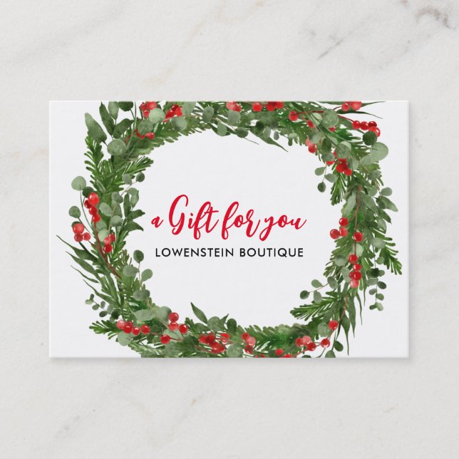 Holly Blätter Red Berry Wreath Geschenkzertifikat Rabattkarte (Vorderseite)