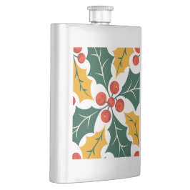 Holly-Blätter Retro-Moderne große Druckmuster Flachmann