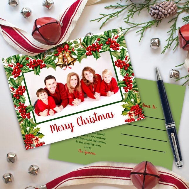 Holly Blätter und Berries Frohe Weihnachten Foto (Von Creator hochgeladen)