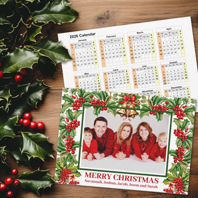 Holly-Blätter und Berries-Kalender für das benutze Feiertagskarte (Von Creator hochgeladen)