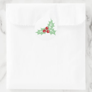 Holly Blätter und Berries Retro Weihnachtsaufklebe Runder Aufkleber