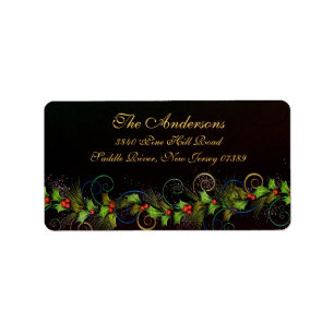 Holly Blüh Weihnachtsanschrift Adressaufkleber
