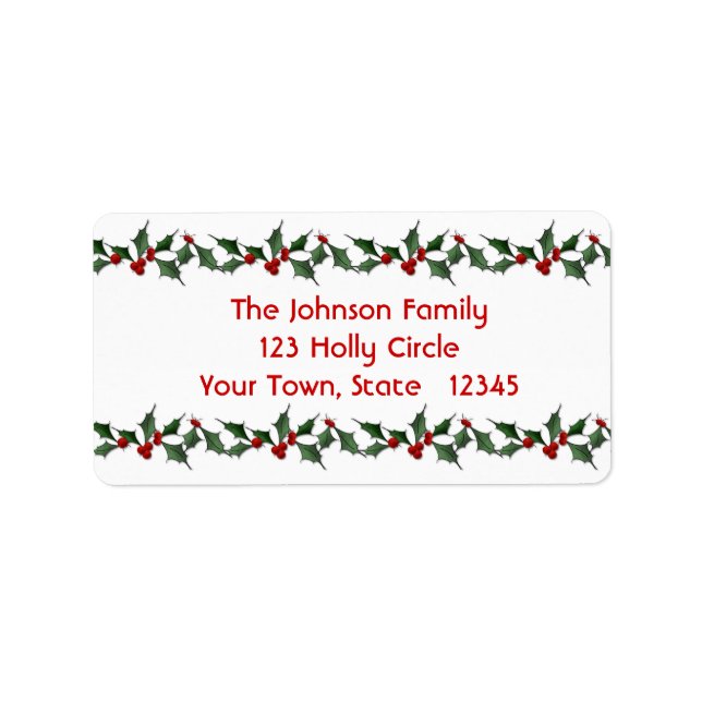 Holly Border Address Label Adressaufkleber (Vorne)