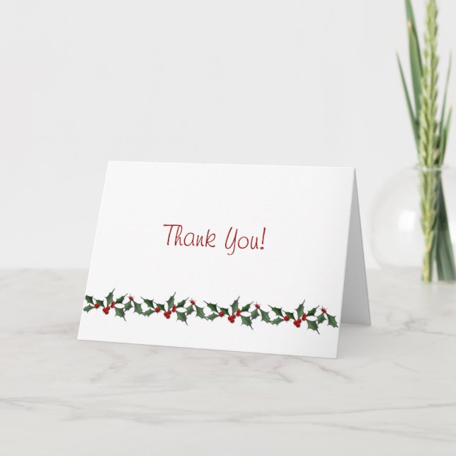 Holly Border Vielen Dank Dankeskarte (Vorderseite)