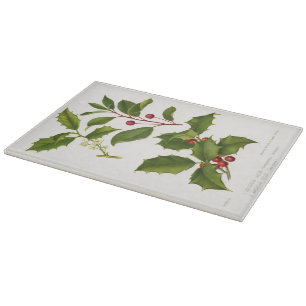 Holly Botanical Illustration Weihnachten Schneidebrett