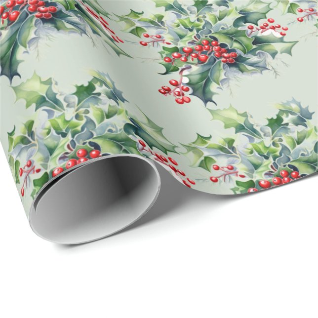 Holly Bouquet Geschenkpapier (Rolleneckpunkt)