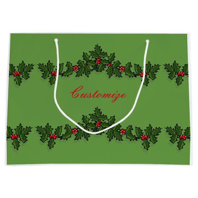 Holly Branches Thunder_Cove Große Geschenktüte (Vorderseite)