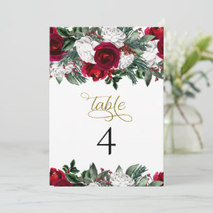 HOLLY Burgundy Winter Floral Tableau Numéro Cartes
