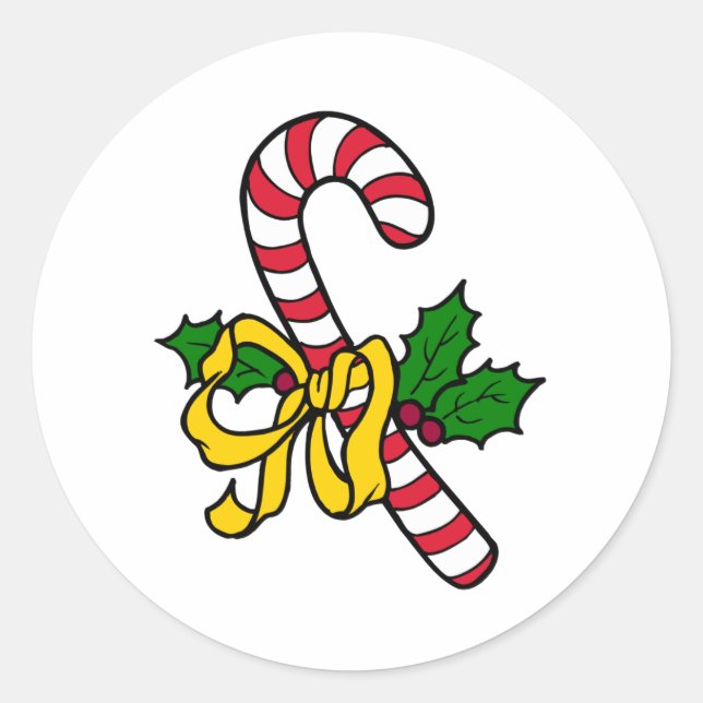 Holly Candy Cane Runder Aufkleber (Vorderseite)
