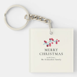 Holly Cherry Frohe Weihnachtsfamilie Personalisier Schlüsselanhänger