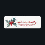 Holly Christmas Address Label<br><div class="desc">Schönes Weihnachtsadressen-Label-Set auf weißem Hintergrund. Passende Briefmarke und Aufkleber sind in unserem Shop erhältlich.</div>