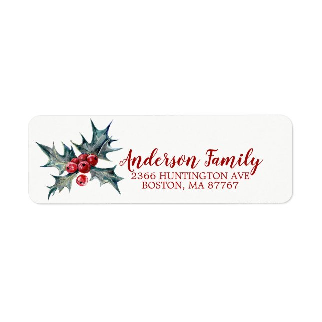 Holly Christmas Address Label (Vorne)