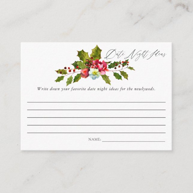 Holly Christmas Brautparty Date Night Ideas Begleitkarte (Vorderseite)