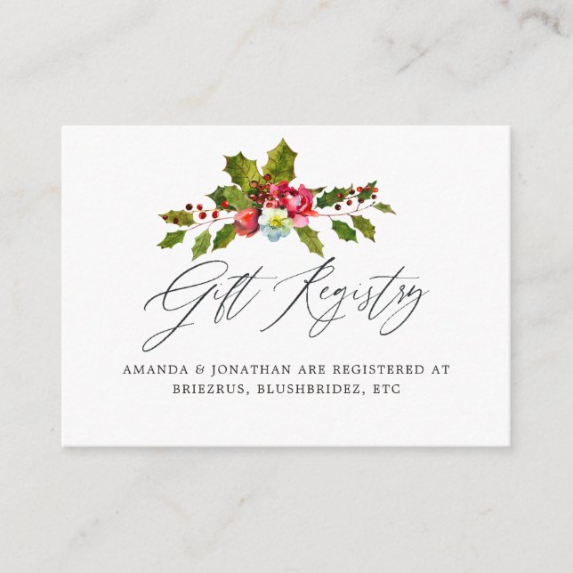 Holly Christmas Brautparty Gift Registry Begleitkarte (Vorderseite)