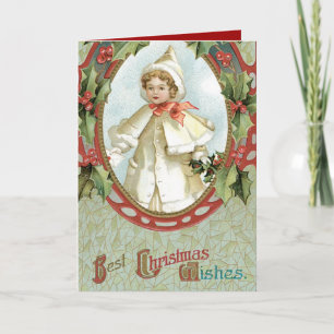 Holly Christmas Card Vintag Feiertagskarte
