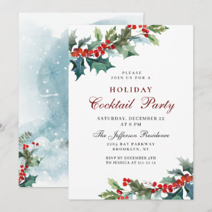 Holly Christmas Mistletoe Holiday Coattail Party Einladung