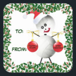 Holly Christmas Volleyball-Geschenk-Tag Quadratischer Aufkleber<br><div class="desc">Dieser fröhliche Volleyball-Weihnachtsgeschenk-Aufkleber ist perfekt für alle,  die den Volleyballsport Lieben.</div>