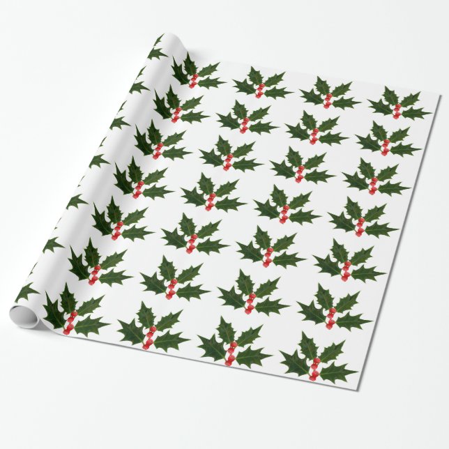 Holly Christmas Wrapping Geschenkpapier (Ungerollt)