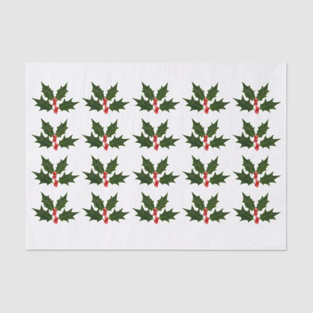 Holly Christmas Wrapping Geschenkpapier Seidenpapier (Vorderseite)