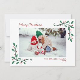 Holly Corners Snapshots of Year Merry Christmas Feiertagskarte