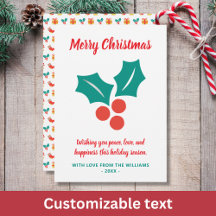 Holly Custom Text Red White Green Frohe Weihnachte
