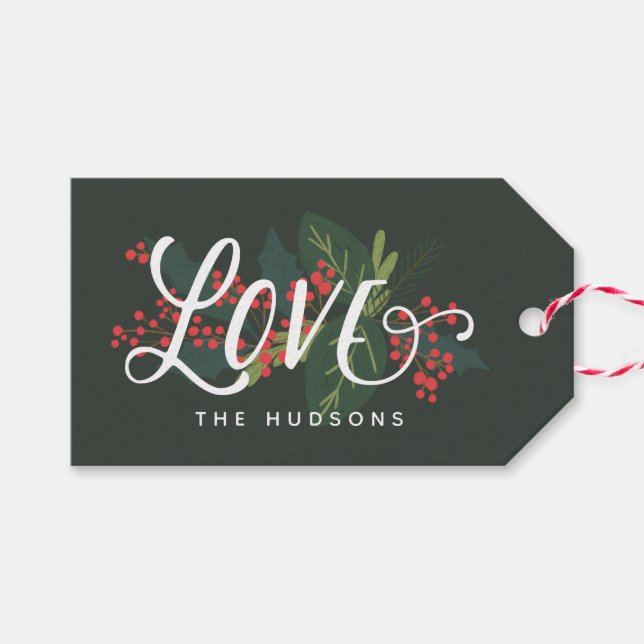 Holly Days | LIEBE Geschenkanhänger (Vorderseite (Horizontal))