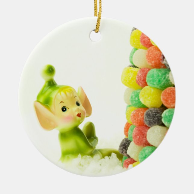 Holly die Pixie-Elfe Keramik Ornament (Vorne)