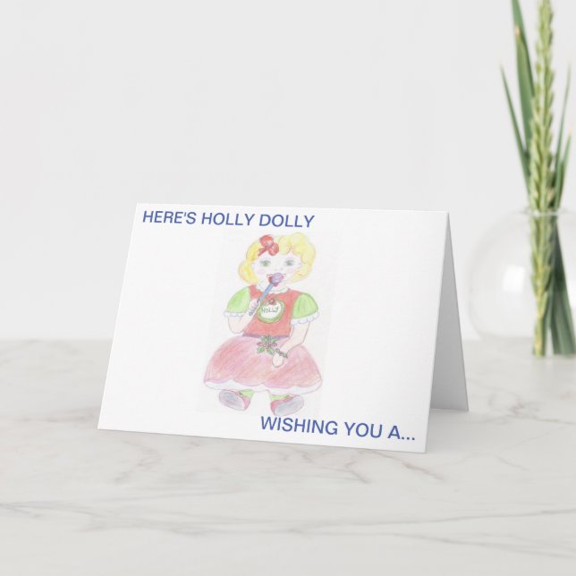 Holly Dolly Christmas Karte (Vorderseite)