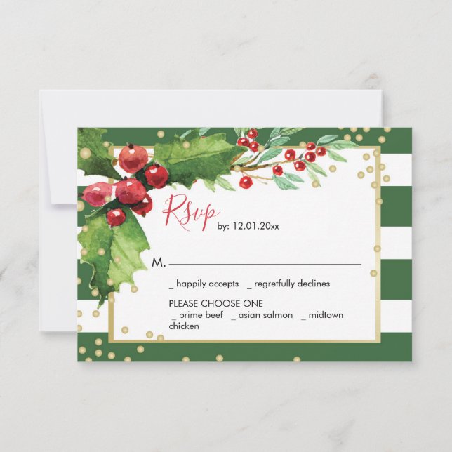 Holly et Berries Green Holiday, fonction carte RSV (Devant)