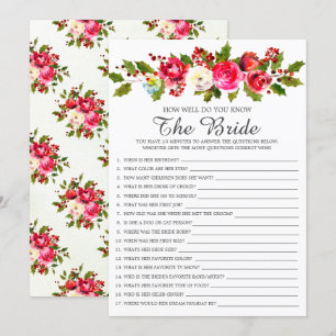 Holly Floral wie gut kennen Sie das Bride-Spiel Einladung