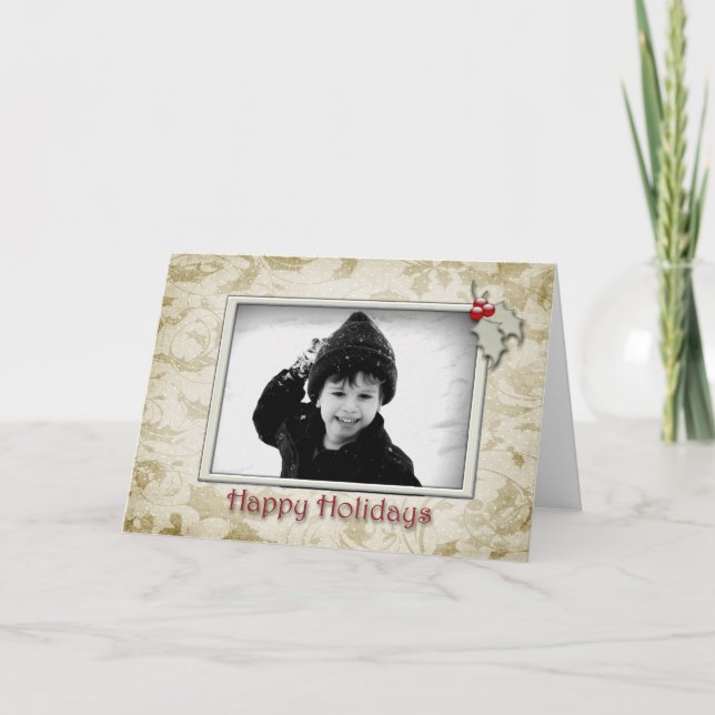Holly Foto Card Feiertagskarte (Vorderseite)