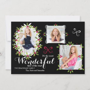 Holly Frames Holiday Foto Card Feiertagskarte