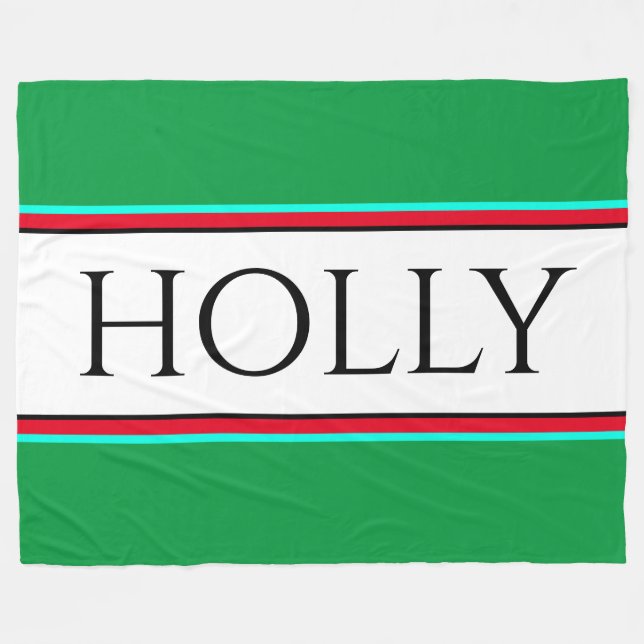 HOLLY Fun Festivals Bright Green Red Streifen Fleecedecke (Vorderseite (Horizontal))