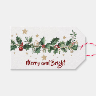 Holly Garland Merry & Bright Geschenkanhänger
