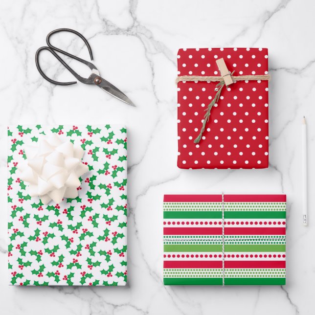 Holly Geschenkpapier Set (Vorderseite)